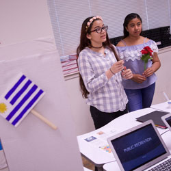 Students share their projects during World's Fair. 