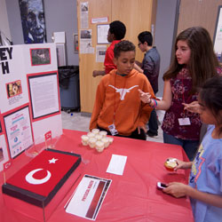 Students share their projects during World's Fair. 