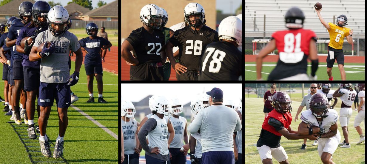 Football players in practice