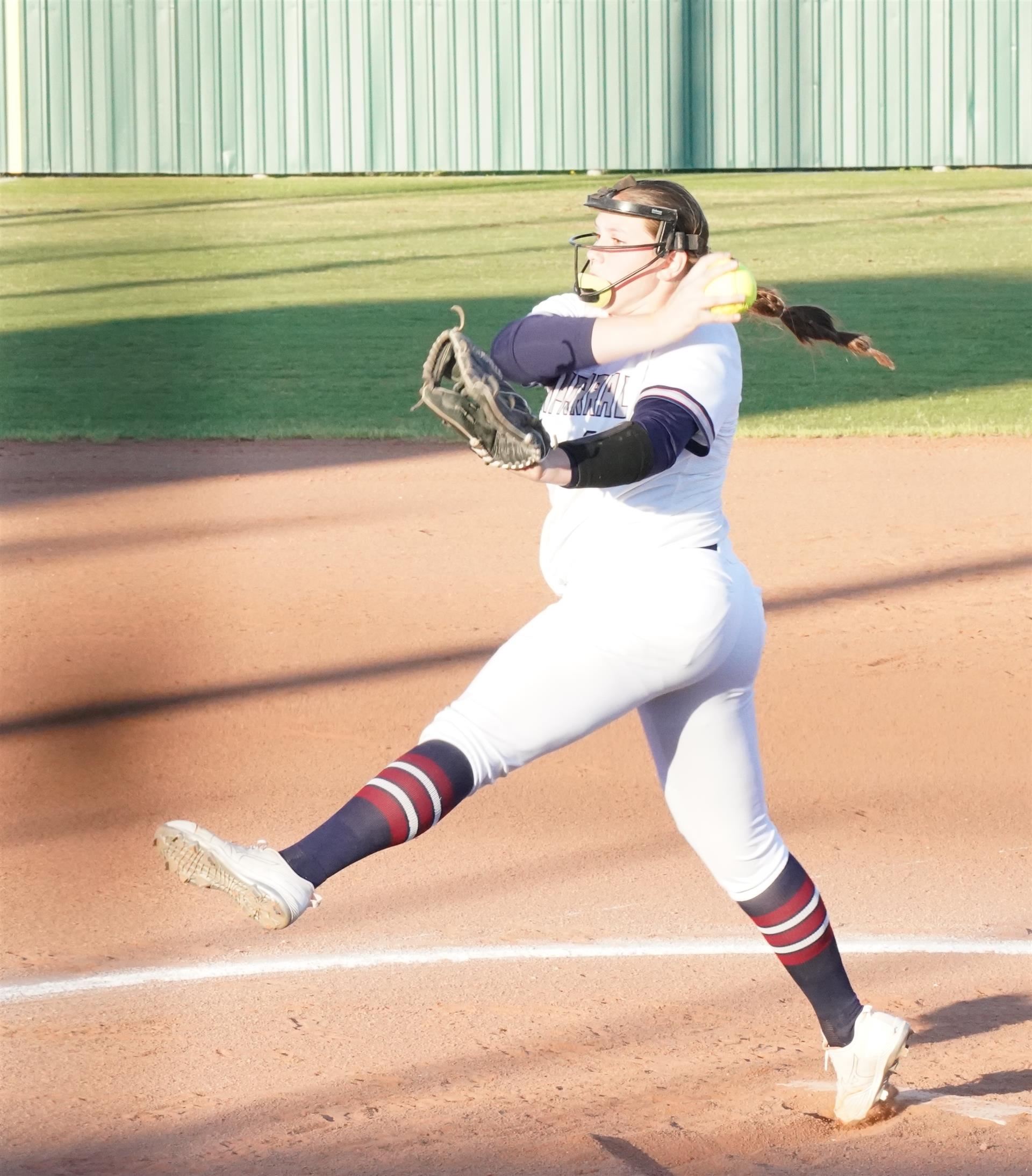 Pitcher delivers from the circle