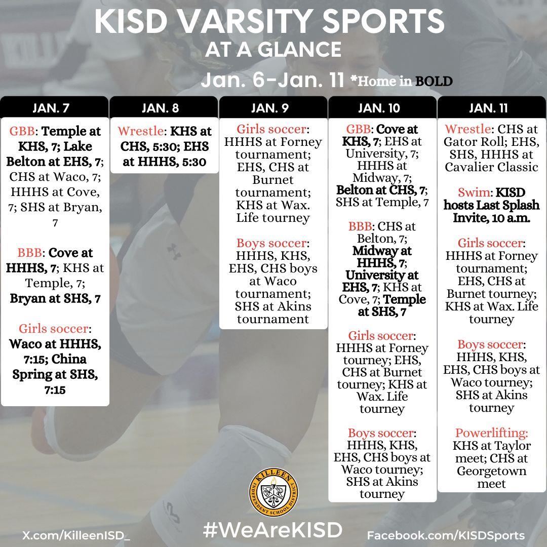 Varsity schedule 1/6