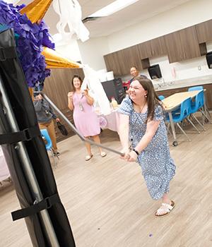 Teachers smack pinata for appreciation week