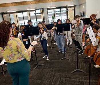 CHS orchestra in library