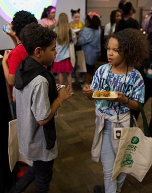 Students mingle at food show