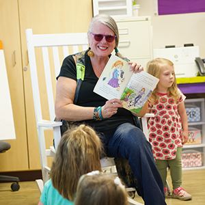Grandparents read to kids at Skipcha